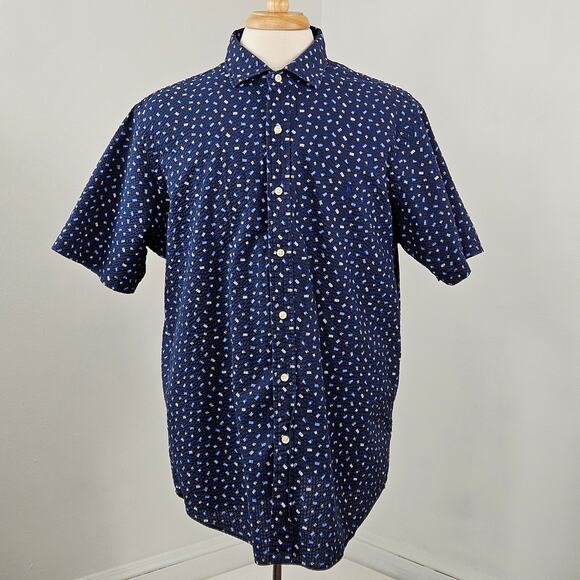 Polo Ralph Lauren Seersucker Blue Nautical Yacht Boat Flag Button-Up Shirt XL - Picture 1 of 13